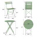 3-Piece Folding Bistro Set, Outdoor Patio Furniture Set with 2 Chairs & 1 Table, Space-Saving Foldable Balcony Garden Set with Heavy-Duty Powder-Coated Steel Frame, No Assembly Required, Green