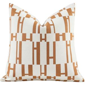 2025 New 20x20'' inches Throw Pillow Cushion Covers - Orange H Letter Chenille Jacquard Embroidery Luxury Modern Style Couch Sofa Bed Pillow Cover for Living Room Bedroom
