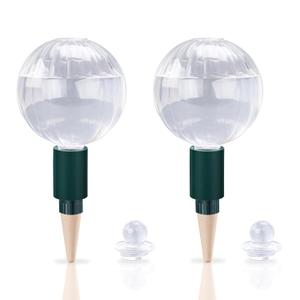 Soilagua 23 oz Extra Large Plant Watering Globes Top Fill, Clear Glass Water Bulbs with Terracotta Spikes Adapter, Slow Release Vacation Plant Watering Devices, Automatic Drip Irrigation, 2 Pack
