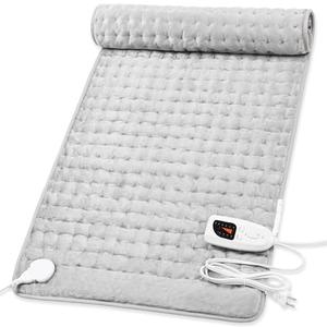 Deepsoon Heating Pad,Electric Heating Pads for Back,Neck,Abdomen,Moist Heating Pad for Shoulder,Knee,Arms,Legs,Dry/Moist Heat & Auto Shut Off,Christmas Gifts for Men and Women,Light Gray,40x20 Inch