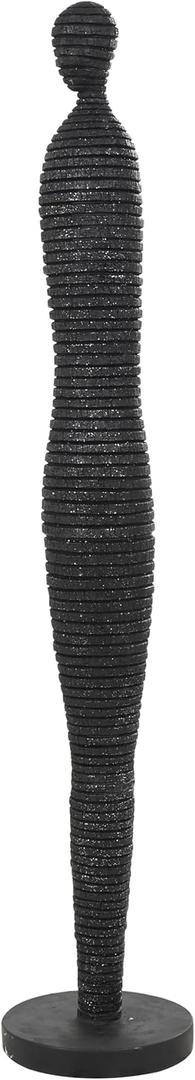 Deco 79 Polystone People Decorative Sculpture Tall Slim Figure Home Decor Statue with Ribbed Body and Glitter Accents, Accent Figurine 8" x 8" x 43", Black
