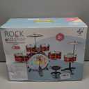 Upgraded Kids Drum Set with Lights: 6 Piece Jazz Drum Kit for Toddlers Ages 3-5, Plastic Musical Instrument Toy for Kids 3+, Early Learning Gift for Boys and Girls 3-8 (Blue)