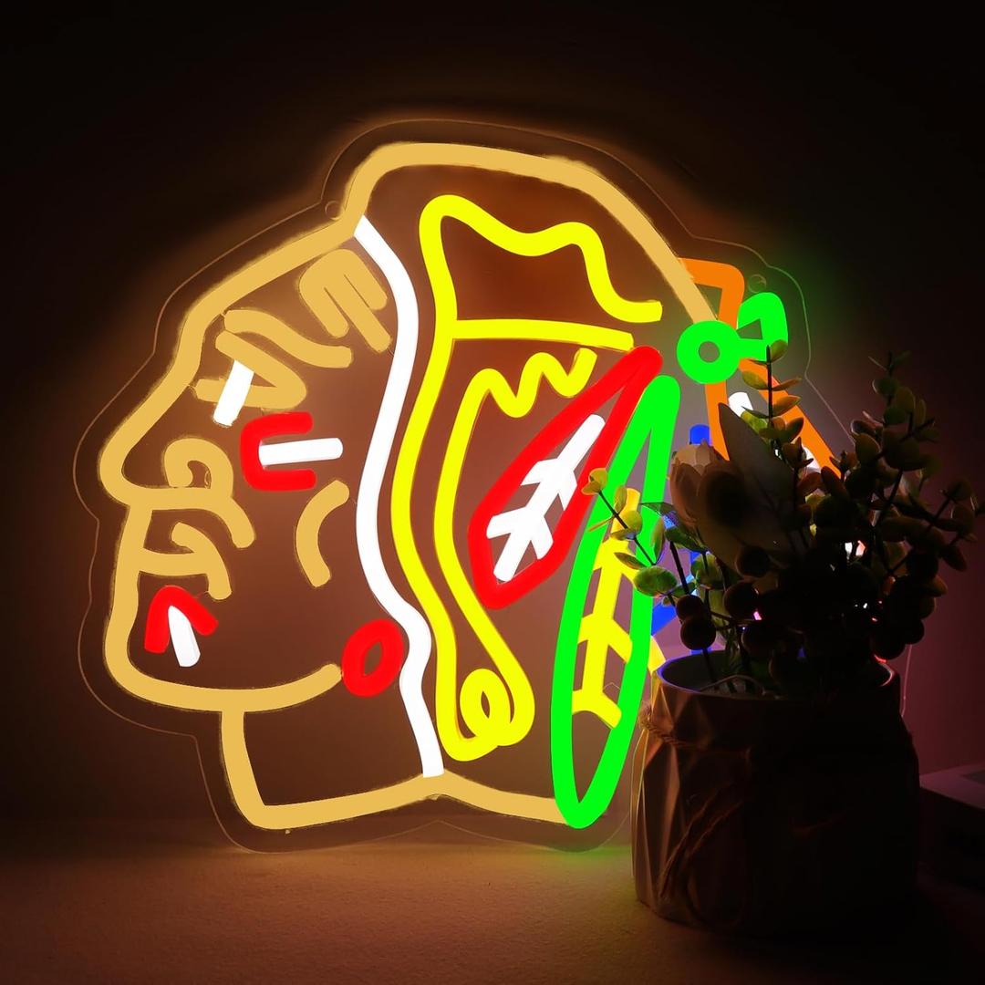 JFLLamp Ice Hockey Neon Signs for Wall Decor Neon Lights for Bedroom Led Business Signs Suitable for Man Cave Bar Pub Restaurant Christmas Gift Art