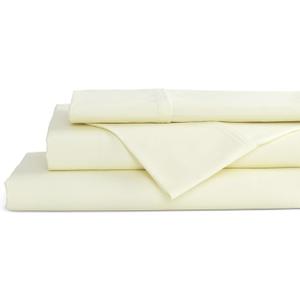 Linen Home 100% Cotton Percale Sheets Queen Size, Cream, Deep Pocket, 4 Pieces Set - 1 Flat, 1 Deep Pocket Fitted Sheet and 2 Pillowcases, Crisp Cool and Strong Bed Linen