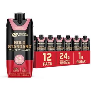 Optimum Nutrition Gold Standard Protein Shake, 24g Protein, Ready to Drink Protein Drinks, Strawberry, 11 Fl Oz, 12 Count (Pack of 1) (Packaging May Vary)