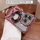SMARTFOX Magnetic Kickstand Case for iPhone 13 with Glitter Lens Protector, Compatible with Magsafe, Luxury Bling Diamond Cover Glitter Rhinestone Phone Case Women (Pink, for iPhone 13 6.1")