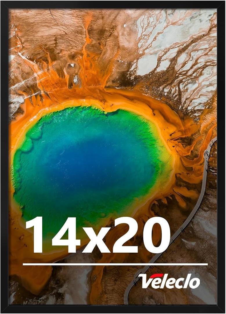 14x20 Picture Frame for Wall Display, 14x20 Black Picture Frame with Shatter Resistant Plexiglass, Stable and Sturdy 14 x 20 Poster Frame for Wall Display, Handpicked Gift Collection, 1 Pack