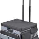 Mobile Folding Utility Cart with Canvas Storage Organizer Bag, Rolling Cart, Black/Grey