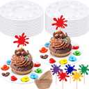 Zhehao 24 Sets Art Birthday Party Decorating Plates for Cupcake Decorations Cupcake Plates with Art Cake Topper for Dessert Sprinkles, Painting Party Supplies