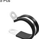 UXCELL 1-1/8" (28mm) Stainless Steel Rubber Cushioned Insulated R Shape Metal Clamp 5Pcs