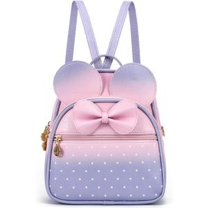 KL928 Girls Mini Backpack Bowknot Polka Dot Cute Small Daypacks Convertible Shoulder Bag Purse for Women (Pink#light Purple)