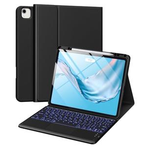 Harvopu for iPad Air 13 inch & Pro 12.9 Case with Keyboard - Multi-Touch Trackpad, 7 Colors Backlit, Detachable Folio Keyboard Cover for iPad Pro 12.9 (6th, 5th, 4th, 3rd gen), Air 13 M3/M2 (Black)
