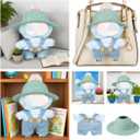 2 x Clothes for Labubu (NO Doll), 17CM Dolls Clothes, Dolls Outfit with Accessories, 3 Piece Set Hat Clothing, Boys and Girls Stylish Adorable Doll Clothes Accessories (Blue)