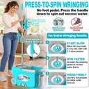 FunClean Large Spin Mop Bucket Set with Wringer, 2 Gal Capacity, Blue