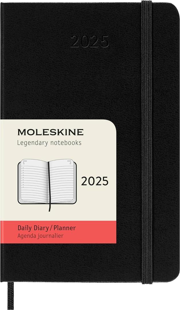 Moleskine Classic 12 Month 2025 Daily Planner, Hard Cover, Pocket (3.5" x 5.5"), Black, 400 pages (pocket, black)