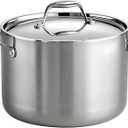 Tramontina Tri-Ply Clad Stainless Steel 8-Quart Stock Pot with Lid, Induction-Ready Pasta Pot, Dishwasher-Safe, NSF-Certified, Made in Brazil