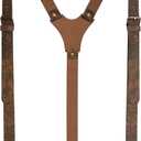 Genuine Leather Suspenders For Men Heavy Duty with Strong Clips, Leather Suspenders for Men (Rustic Brown)