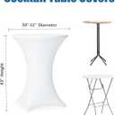 Cocktail Table Covers - 6 Pack 32x43 Inch Table Cloth - White Fitted Stretch Spandex Round High Top Tablecloth for Party, Bar, Birthday, Pub, Banquet