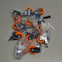 2 Inch Casters, ASHGOOB Caster Wheels with Side Brake, Locking Casters Set of 16, Industrial/Furniture Swivel Plate Caster Wheels for Workbench and Carts, Orange Polyurethane (PU) Castors (16 Pack)