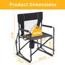 Folding Rocking Chair for Adults - Outdoor Camping and Lawn Chair with Breathable Mesh, Detachable Waterproof Armrests and Cup Holder Portable Travel Seat, Black, 24.84*24.57*36.22inch