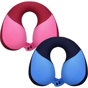COOLBEBE Kids Travel Neck Pillow 2PCS Softly Double Support Neck Pillow for Car & Airplane, Traveling Gifts for Toddler & Children(Blue & Pink)