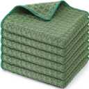 Homaxy Microfiber Waffle Weave Kitchen Dish Cloths, 12 x 12 Inch Ultra Absorbent and Solid Color Dish Towels for Kitchen Fast Drying Dishcloth for Washing Dishes, 6 Pack, Grass Green