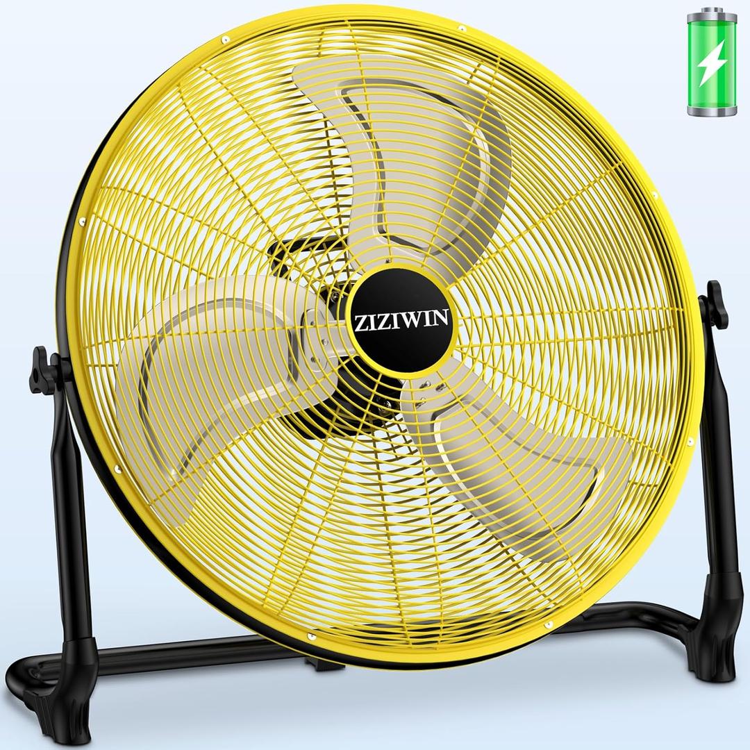 20" Large Battery Fan, Portable Battery Operated Floor Fan, Rechargeable Cordless Camping Fan for Outside, 360 Tilt, USB Output, Wireless, for Home Outdoor Gazebo Office Garage Outside Gym