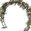 Queension Metal Arch Backdrop Stand 8Ft Wide 7Ft High, Wedding Arch Frame for Wedding Decorations, Balloon Arch Stand with Base for Ceremony, Outdoor Garden Arch Trellis for Climbing Plants, Black
