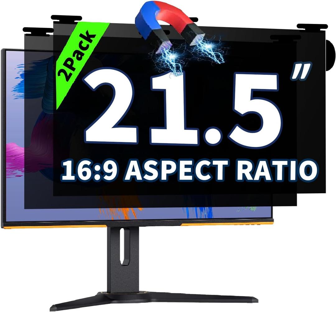 2Pack Magnetic Hanging Computer Privacy Screen 21.5'' for 16:9 Aspect Ratio