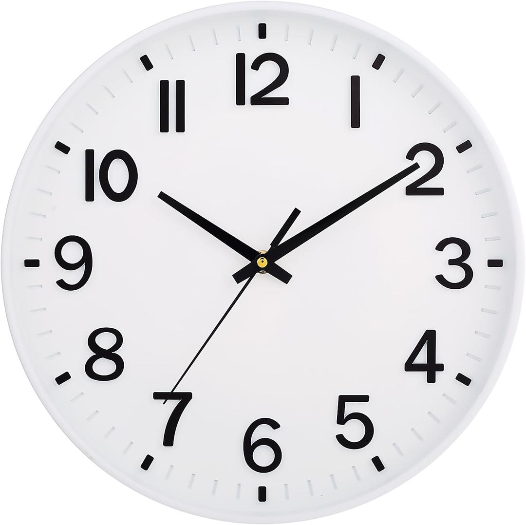 HZDHCLH White Wall Clocks Battery Operated 12 inch Silent Non Ticking Modern Wall Clock for Living Room Bedroom Kitchen Office Decor