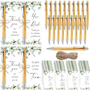 Yeaqee 48 Set Employee Appreciation Gifts Bulk Thank You Gifts with Bamboo Pens Thank You Cards for Doctors Social Workers Secretaries Assistants Nurses Teachers Volunteers Staff Coworkers