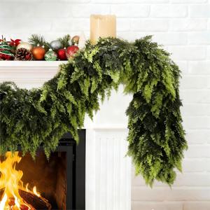 6FT Real Touch Christmas Cedar Garland Thickness Faux Greenery Garland for Mantel, Fireplace, Table & Doorway | Realistic Indoor Outdoor Holiday Dcor (Pack of 1)