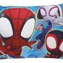 Disney Marvel Spidey and his Amazing Friends Spidey Team Red, White, and Blue 4 Piece Toddler Bed Set - Comforter, Fitted Bottom Sheet, Flat Top Sheet, and Reversible Pillowcase