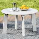 31.5" Outdoor Round Coffee Table, Adirondack Patio Coffee Table, Outdoor Large Side Table for Balcony Lawn (White)