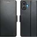 for iPhone 16 Case Wallet with RFID Blocking Card Holder, PU Leather Kickstand Protective Flip Phone Cover Fit for iPhone 16 6.1", Black