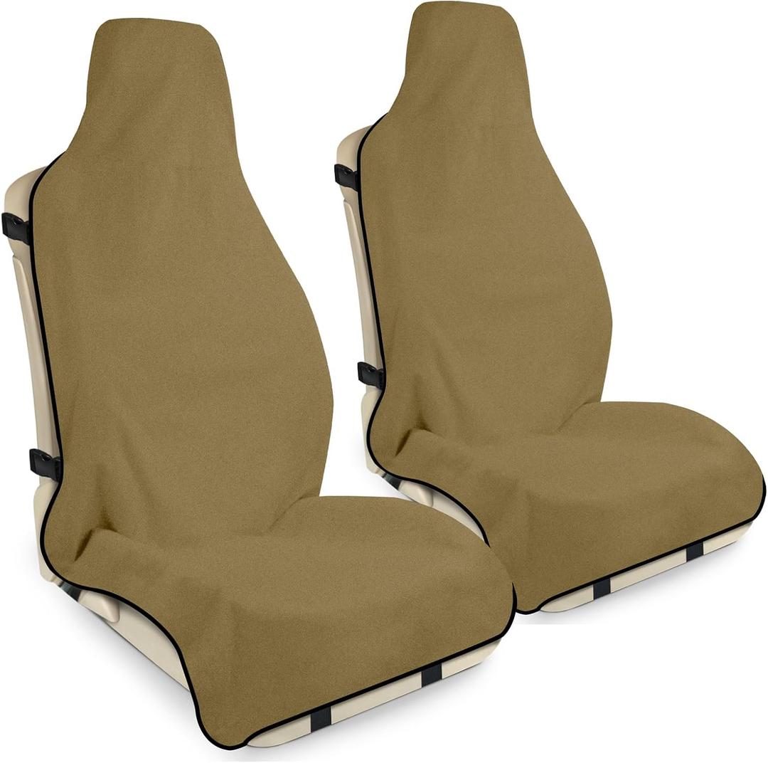 Waterproof Seat Cover Towel, 2PCS Premium Sweat Carseat Protector, Perfect for Universal Anti-Slip Car Truck SUV Seat, Great for Surfing Yoga Gym Workout, Brown (2packs)