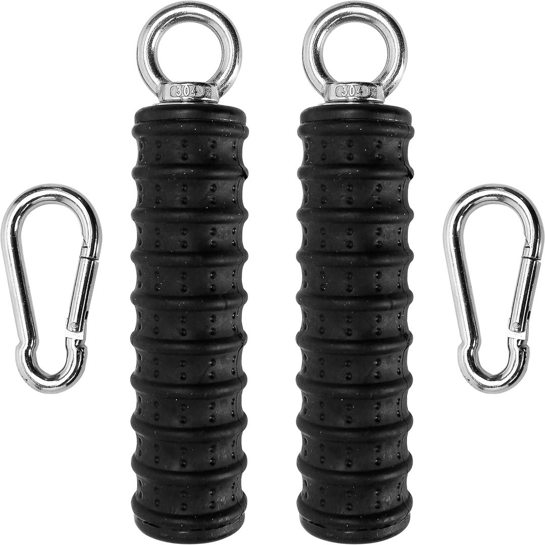 2Pcs Ergonomic Single Handle Tricep Attachment Cable Machine, Maximum Advantage Grip Attachments, Pull Up Rope, Rope Arm, Pulldown Bar Workout, Strength Hand Grips for Gym (2 Carabiners Included)