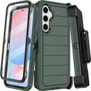 for Samsung Galaxy S24 FE Case with Belt Clip Holster & Kickstand,Built-in Screen Protector,Heavy Duty Shockproof Drop Protection Military Grade Phone Cover (Deep Green, for Galaxy S24 FE)