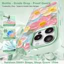 IYH for iPhone 16 Pro Case with 3 Interchangeable Magnetic Back Covers, Military-Grade Protection | Wireless Charging Compatible, Floral Pattern, Green