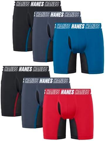 Hanes boys Moves Underwear, Anti-chafe Boxer Briefs for Boys, 6-pack ,L