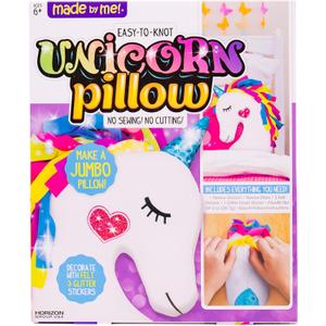 Made By Me Make Your Own Unicorn Pillow by Horizon Group USA, Unicorn Shaped DIY Decorative Pillow. Fiberfill, Glitter Stickers & Rainbow Fleece Strips Included. No Sewing Needed