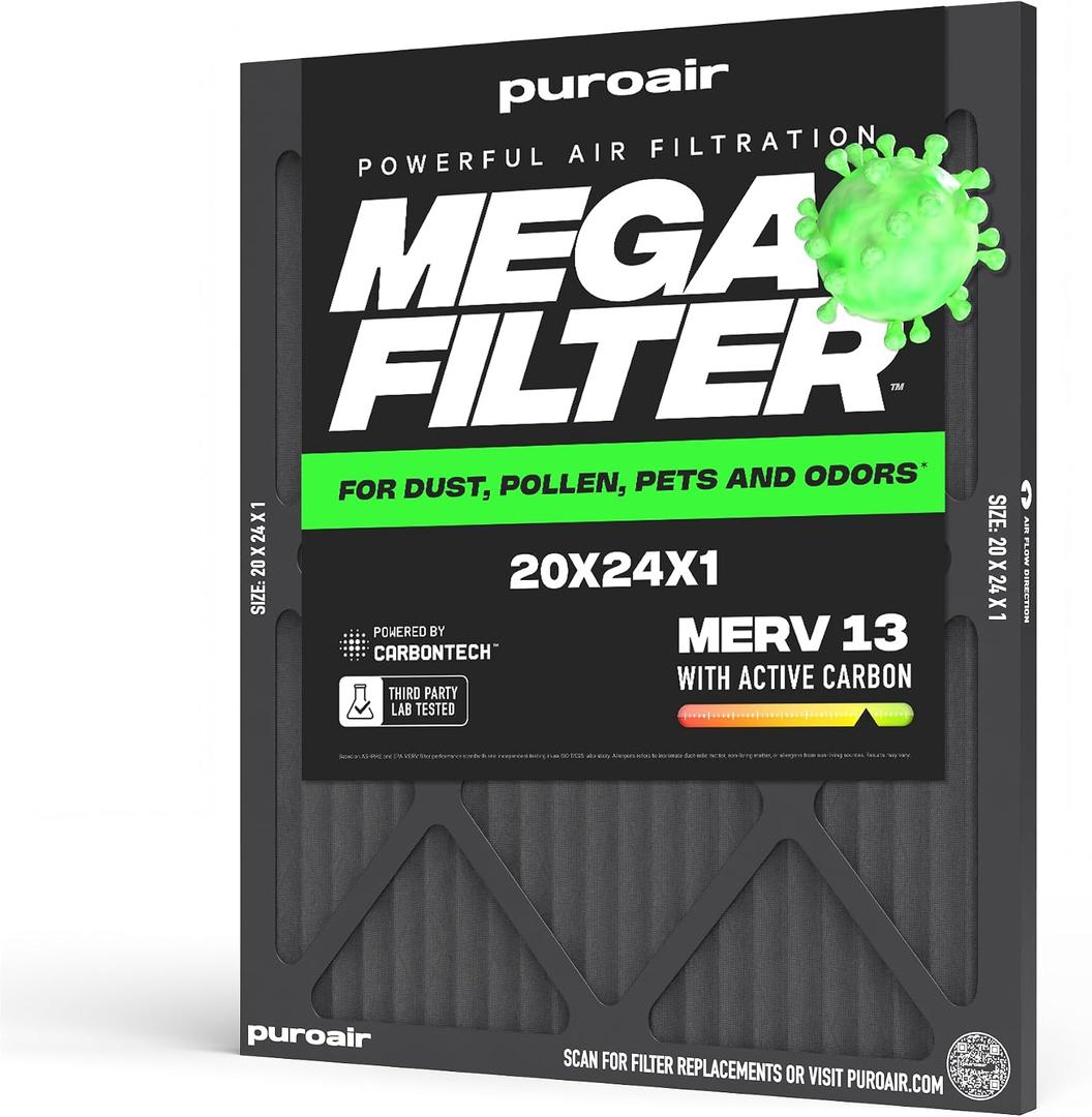PuroAir MegaFilter 20x24x1 Air Filter MERV 13 HVAC Furnace Filter (1-Pack)