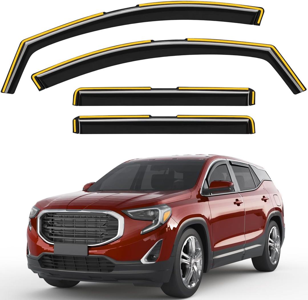 in-Channel Window Rain Guards Fit for GMC Terrain 2018-2024, Extra Durable Window Visors Window Deflectors Vent Visors Vent Shades Car Accessories-4 pcs