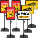 Table Top Sign Holder - Adjustable Floor Standing Sign Holders 8.5 x 11 Tabletop Poster Stand for Display Vertical Horizontal View, Black Signage Display Stands with Iron Base, 6 Pack