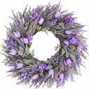 26" Large Spring Wreaths For Front Door-Large Lavender Tulip Easter Wreath Flower Wreath Summer Spring Door Wreaths Outdoor All Season Spring Decoration for Home Porch Room Window Wall Farmhouse Decor