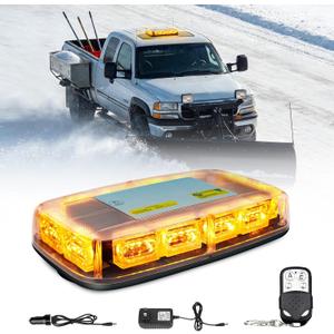 Wireless Led Strobe Lights Remote Control Rechargeable Battery, 17 Flashing Mode, 2 Brightness Mode, 48-Led, Beacon Roof Top Flash Emergency Flashing Warning Light for Vehicles Trucks, 1PC Pack, Amber