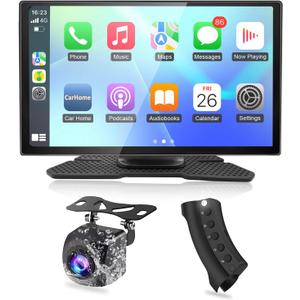 Portable Wireless Apple Carplay Screen for Car,7" Non-air-Gap Colorful Touchscreen with Android Auto,Back up Camera,Car Audio Receiver with Bluetooth/AUX/TF/USB for All Vehicles