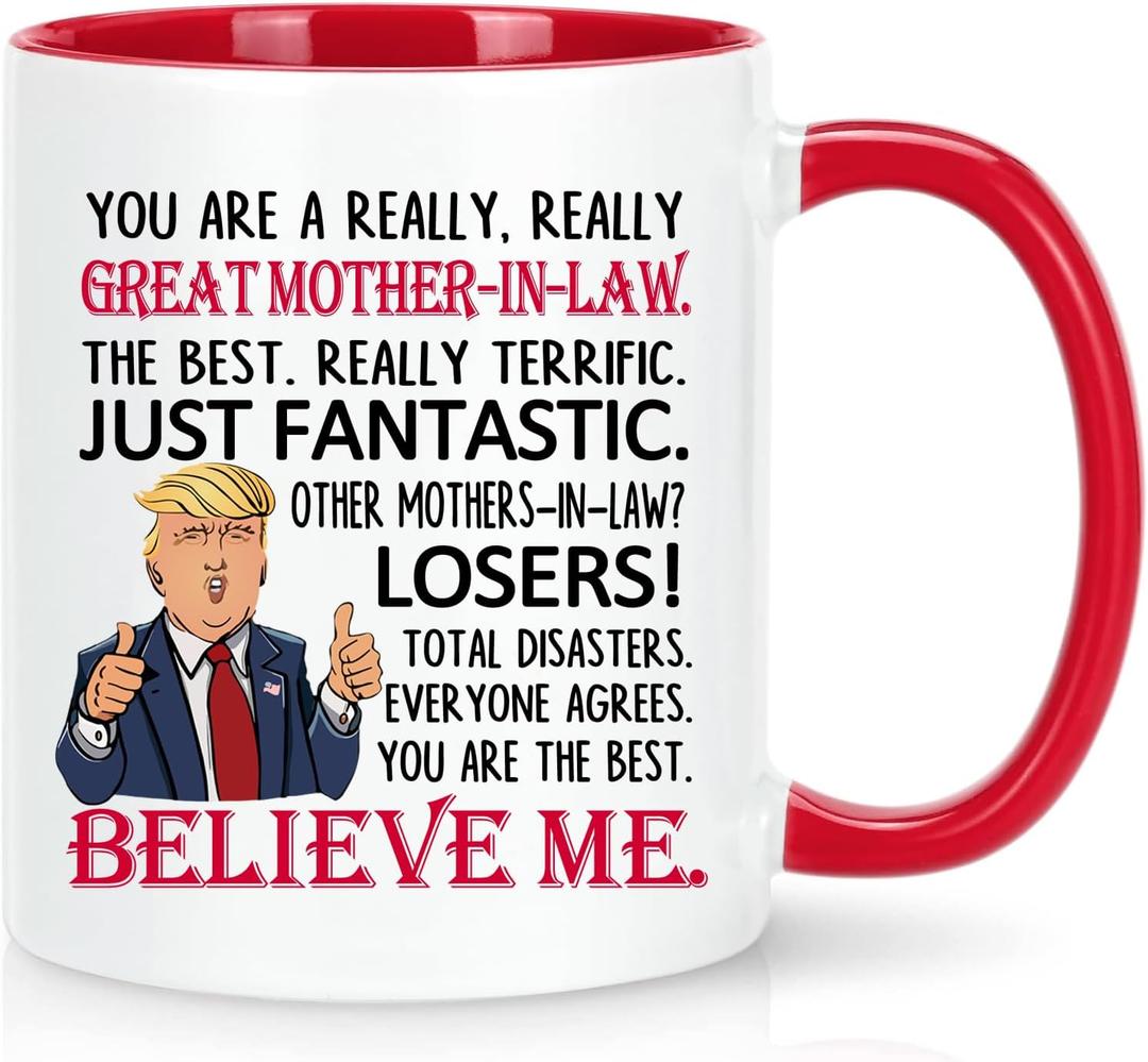 3 x WENSSY Funny Great Mother In Law Gifts Mug, Best Mothers Day Gifts for Mother In Law from Daughter Son In Law, 11 Ounce Red
