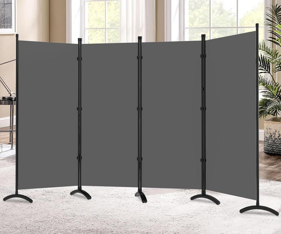 Room Divider-Folding Privacy Screens, 6 ft Partition Room Dividers Wall for Separation, Home, Office, Classroom, Studio (Grey, 4 Panel)