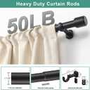 1 1/8 Inch Diameter Curtain Rod 66-120Inch(5.5-10ft), Heavy Duty Curtain Rods for Window, Telescoping Large Single Drapery Rod with Modern Cap Finials and Adjustable Brackets, Matte Black